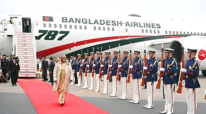 জাপানে পৌঁছানোর পর বাংলাদেশের প্রধানমন্ত্রী শেখ হাসিনাকে উষ্ণ অভ্যর্থনা জানানো হয়েছে। বিমানবন্দরে তাকে দেয়া হয়েছে লাল গালিচা সংবর্ধনা ও স্ট্যাটিক গার্ড অব অনার।  