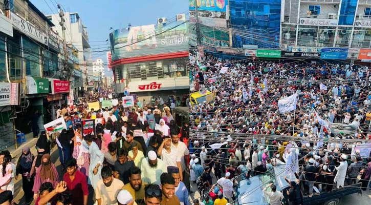 ইসরায়েলি হত্যাযজ্ঞের প্রতিবাদে মিছিল-স্লোাগানে উত্তাল মৌলভীবাজার