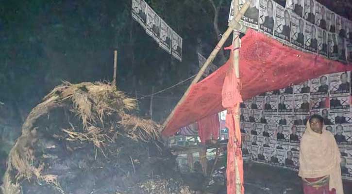 বিকালে সহিংসাত না করার প্রতিশ্রুতি  রাতেই স্বতন্ত্র প্রার্থীর তিন অফিসে আগুন