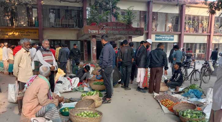 ইউএনও’র কার্যালয়ের সামনে কৃষকদের অভিনব প্রতিবাদ