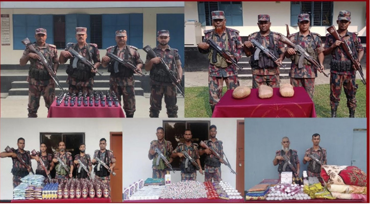 সীমান্তে  ভারতীয় মাদক ও পণ্য সামগ্রী আটক