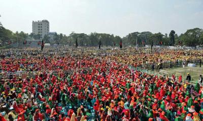 বরিশালে শেখ হাসিনার জনসভাস্থল কানায় কানায় পূর্ন