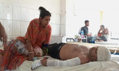 নেছারাবাদে গ্যাস সিলিন্ডার বিস্ফোরণে বসত ঘর ভস্মীভুত, গুরুতর আহত ১