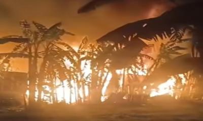 ফরিদপুরের কানাইপুরে বজ্রপাতে তুলার গোডাউনে আগুন