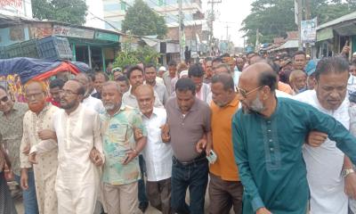 আওয়ামী লীগকে নিষিদ্ধ করায় মদনে বিএনপির আনন্দ মিছিল