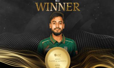 প্রথমবার আইসিসির মাসসেরা হলেন মেহেদী হাসান মিরাজ