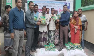 তানোরে পাট আবাদ বৃদ্ধির লক্ষ্যে কৃষকদের মাঝে প্রণোদনা বিতরণ
