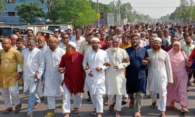 কালাইয়ে দেশবিরোধী নৈরাজ্য ও হরতালের প্রতিবাদে শান্তি সমাবেশ