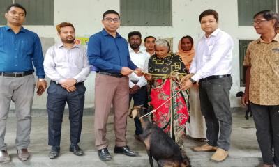 তানোরে ভিক্ষক পুনর্বাসনে ছাগল ও নগদ অর্থ বিতরণ