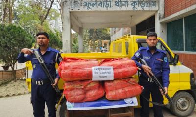 কুড়িগ্রামে ৫৮ কেজি গাঁজাসহ পিকআপ ভ্যান জব্দ