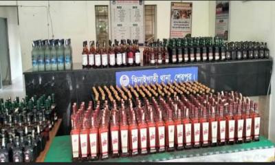 শেরপুরে ৫৭০ বোতল ভারতীয় মদ উদ্ধার