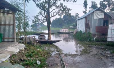 মধ্যনগরে পাহাড়ি ঢল ও ভারি বর্ষণে ভয়াবহ বন্যার পূর্বাভাস