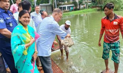 শ্রীমঙ্গলে পোনামাছ অবমুক্তকরণ