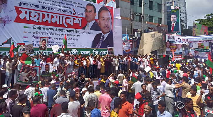 সকালেই নেতাকর্মীদের পদচারণায় মুখর বিএনপির সমাবেশস্থল