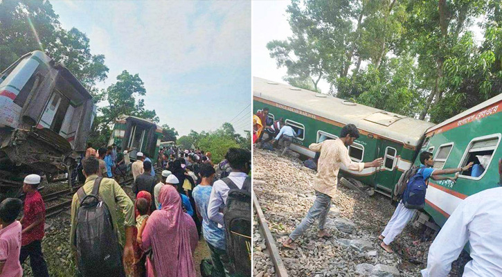 রেল লাইন বেঁকে যাওয়ায় কুমিল্লায় ট্রেনের ৯ বগি লাইনচ্যুত