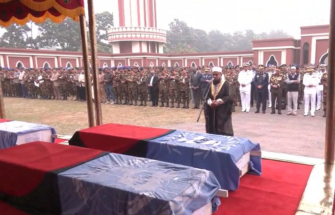 ৬ শান্তিরক্ষী সেনার জানাজা সম্পন্ন