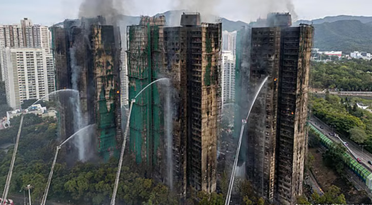 হংকংয়ে বহুতল ভবনে অগ্নিকাণ্ড, মৃতের সংখ্যা বেড়ে ৯৪