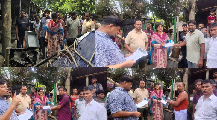 তিতাসে অগ্নিকাণ্ডে ক্ষতিগ্রস্তদের মাঝে নগদ অর্থ বিতরণ