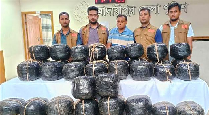 মাদারীপুরে ৯ বস্তা গাঁজাসহ ২ কারবারি গ্রেপ্তার