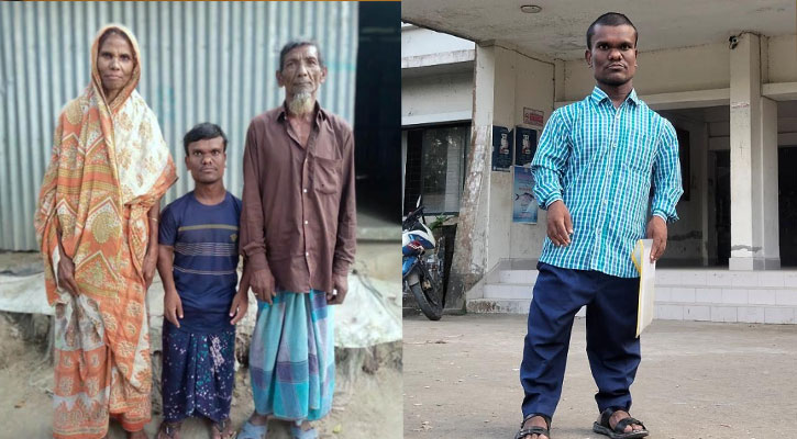 মাদারগঞ্জে শারীরিক প্রতিবন্ধকতা থামাতে পারেনি মানিককে