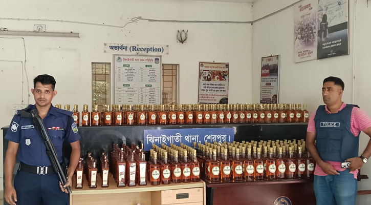 ঝিনাইগাতী সীমান্তে বিপুল পরিমাণ বিদেশি মদ জব্দ