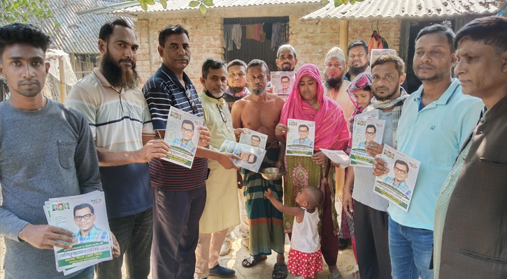 মুকসুদপুরের কমলাপুরে ধানের শীষের পক্ষে বিএনপির গণসংযোগ