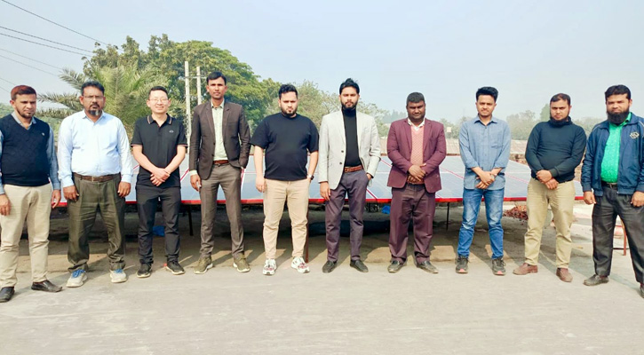 নওগাঁয় চীনা প্রতিনিধি দলের পরিবেশবান্ধব চালকল প্রকল্পের সোলার পরিদর্শন