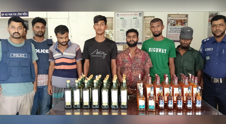 ঝিনাইগাতীতে বিদেশি মদসহ ৫ মাদককারবারি গ্রেফতার