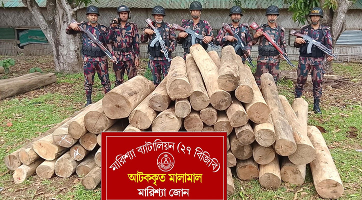 বাঘাইছড়িতে বিজিবির অভিযানে অবৈধ সেগুন কাঠ উদ্ধার