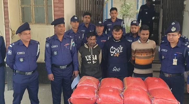 সিরাজগঞ্জে ৪৩ কেজি গাঁজা ও ট্রাকসহ তিন মাদক কারবারি আটক