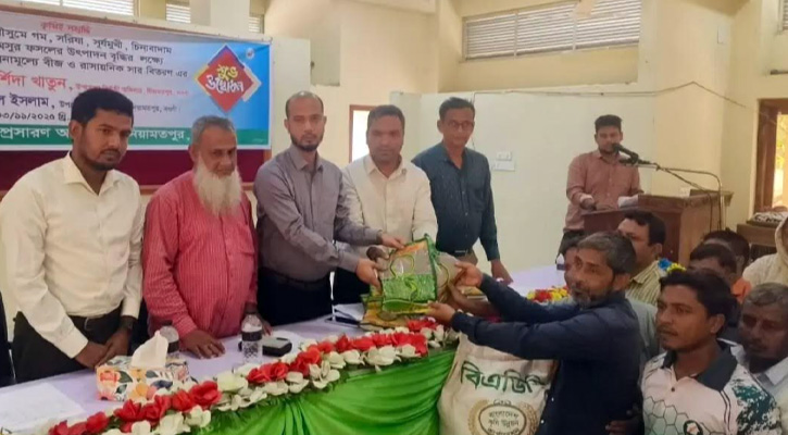 নিয়ামতপুরে বিনামূল্যে কৃষকের মাঝে সার ও বীজ বিতরণ