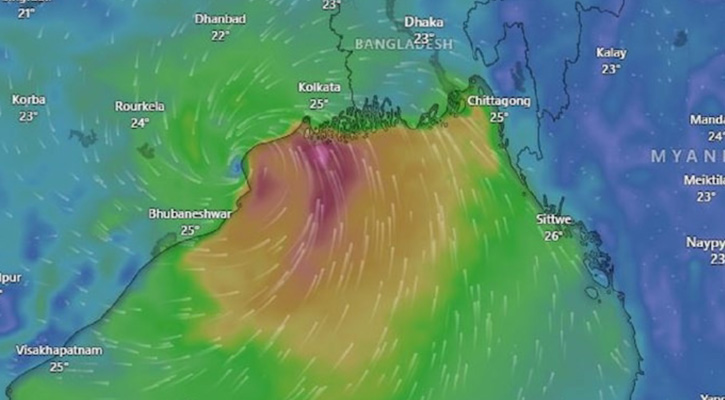 বিকেলে ঘূর্ণিঝড়ে রূপ নিতে পারে নিম্নচাপ