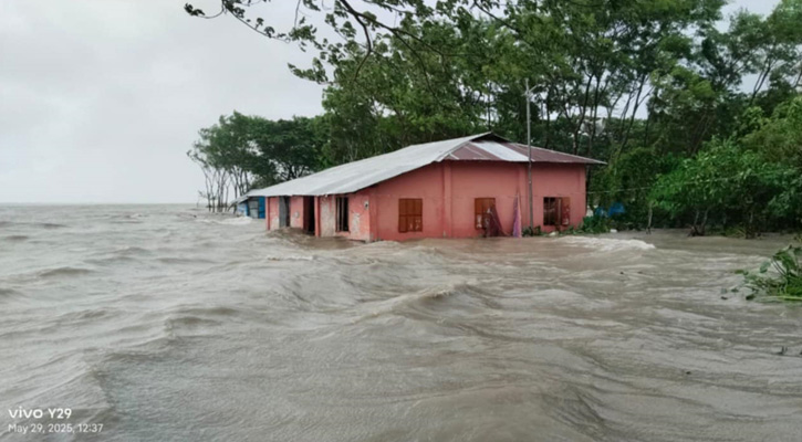রাঙাবালীর চালিতাবুনিয়ায় বেড়িবাঁধ না থাকায় পানির চাপে নষ্ট হচ্ছে ফসল ও ঘরবাড়ি
