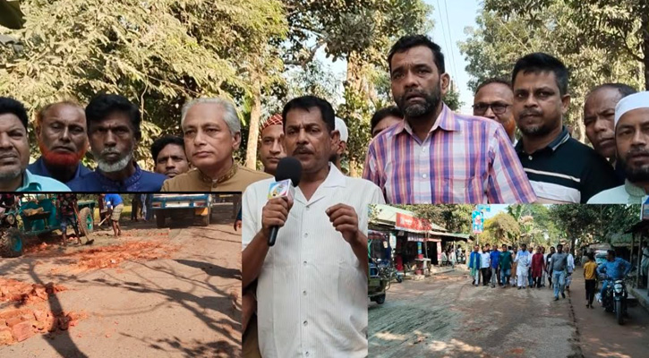 গৌরীপুরে স্বেচ্ছাশ্রমে ব্যস্ততম রাস্তা সংস্কার করলো বিএনপি