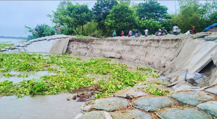 সুন্দরগঞ্জে তিস্তায় তীব্র ভাঙন, ঝুঁকিতে শতাধিক বসতবাড়ি