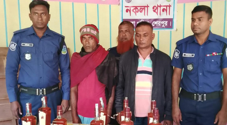 নকলায় ভারতীয় মদসহ মোটরসাইকেল জব্দ, আটক ২