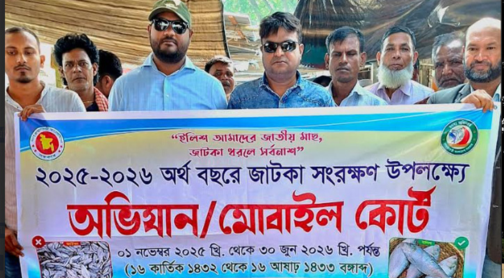 চরভদ্রাসন হাজিগঞ্জ বাজারে অভিযান: জাটকা জব্দ করে এতিমখানায় বিতরণ