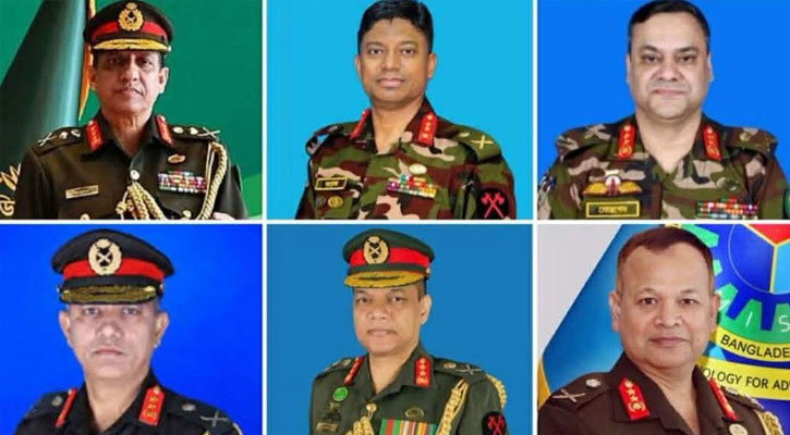 সেনাবাহিনীতে আরও ৬ শীর্ষ পর্যায়ের রদবদল