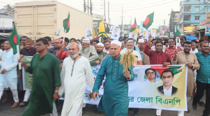 তারাকান্দায় বিপ্লব ও সংহতি দিবস উপলক্ষে বিএনপির বর্ণাঢ্য র‌্যালি