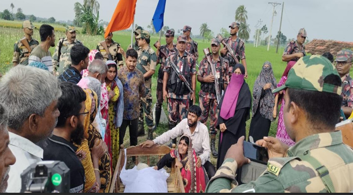 বাংলাদেশি স্বজনরা সীমান্তে শেষবারের মতো দেখলেন ভারতীয় নাগরিক জব্বার মণ্ডলের লাশ