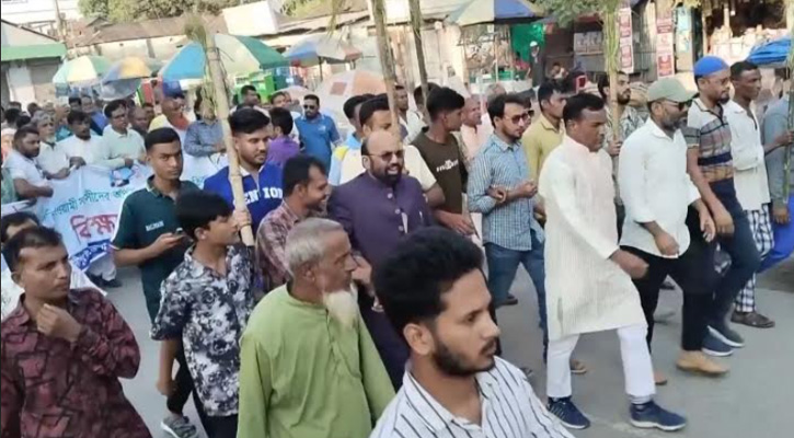 নিষিদ্ধ ঘোষিত আওয়ামী লীগের লকডাউনের প্রতিবাদে গৌরীপুরে বিএনপির বিক্ষোভ মিছিল