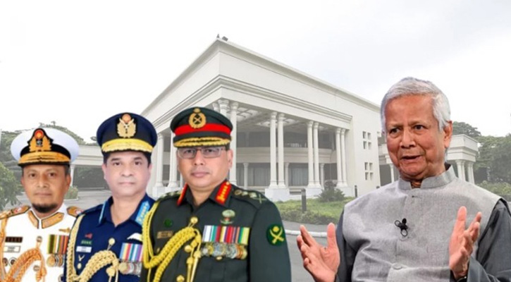 প্রধান উপদেষ্টার সঙ্গে বৈঠকে যমুনায় তিন বাহিনীর প্রধান