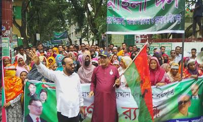 তানোরে জুলাই গণ-অভ্যুত্থানের বর্ষপূর্তি উপলক্ষে বিএনপির বিজয় মিছিল