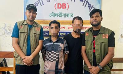 কমলগঞ্জে ডিবির অভিযানে ইয়াবা ও নগদ টাকাসহ আটক ২