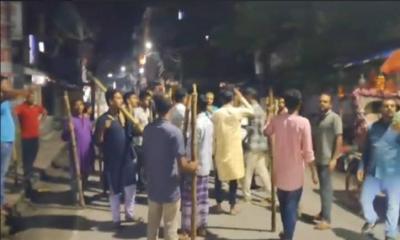 নুরুল হক নুরের ওপর হামলার প্রতিবাদে শেরপুরে মধ্যরাতের লাঠি মিছিল