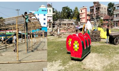 বাউফল পৌর শহরে মেলার প্রস্তুতি, স্থানীয়দের ক্ষোভ