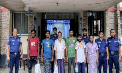 সালথায় সাজাপ্রাপ্ত পলাতক আসামিসহ ৭ জনকে গ্রেপ্তার করেছে পুলিশ