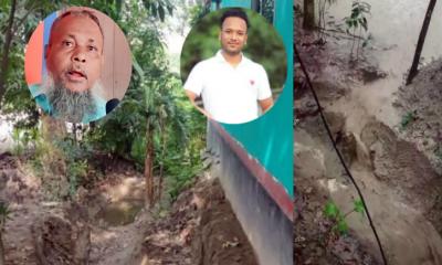 তিতাসে সীমানা বিরোধে বিল্ডিং ঘেঁষে মাটি কাটার অভিযোগ, ধসে পড়তে পারে অর্ধকোটি টাকার ভবন