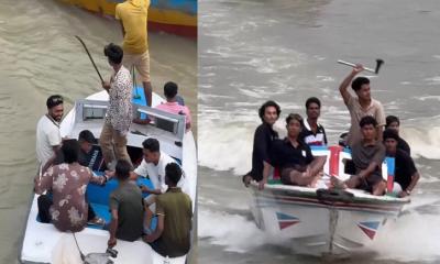 ফরিদপুরে কিশোর গ্যাংয়ের স্পিডবোটে প্রকাশ্যে অস্ত্রের মহড়া