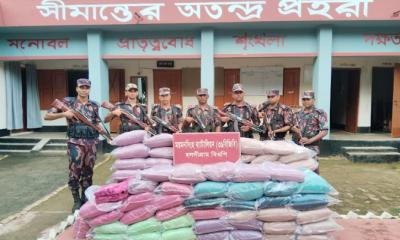 শেরপুর সীমান্তে ৩২ লাখ টাকার ভারতীয় গজ কাপড় জব্দ